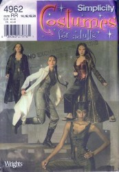4962 SIMPLICITY CAT WOMAN, MATRIXE,TRINITY, VAMP COSTUME PATTERN 6-12,14-20